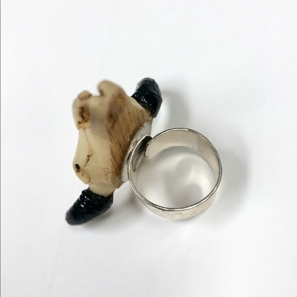 Native Rainbow Cow Skull Adjustable Ring - Picture 3 of 7